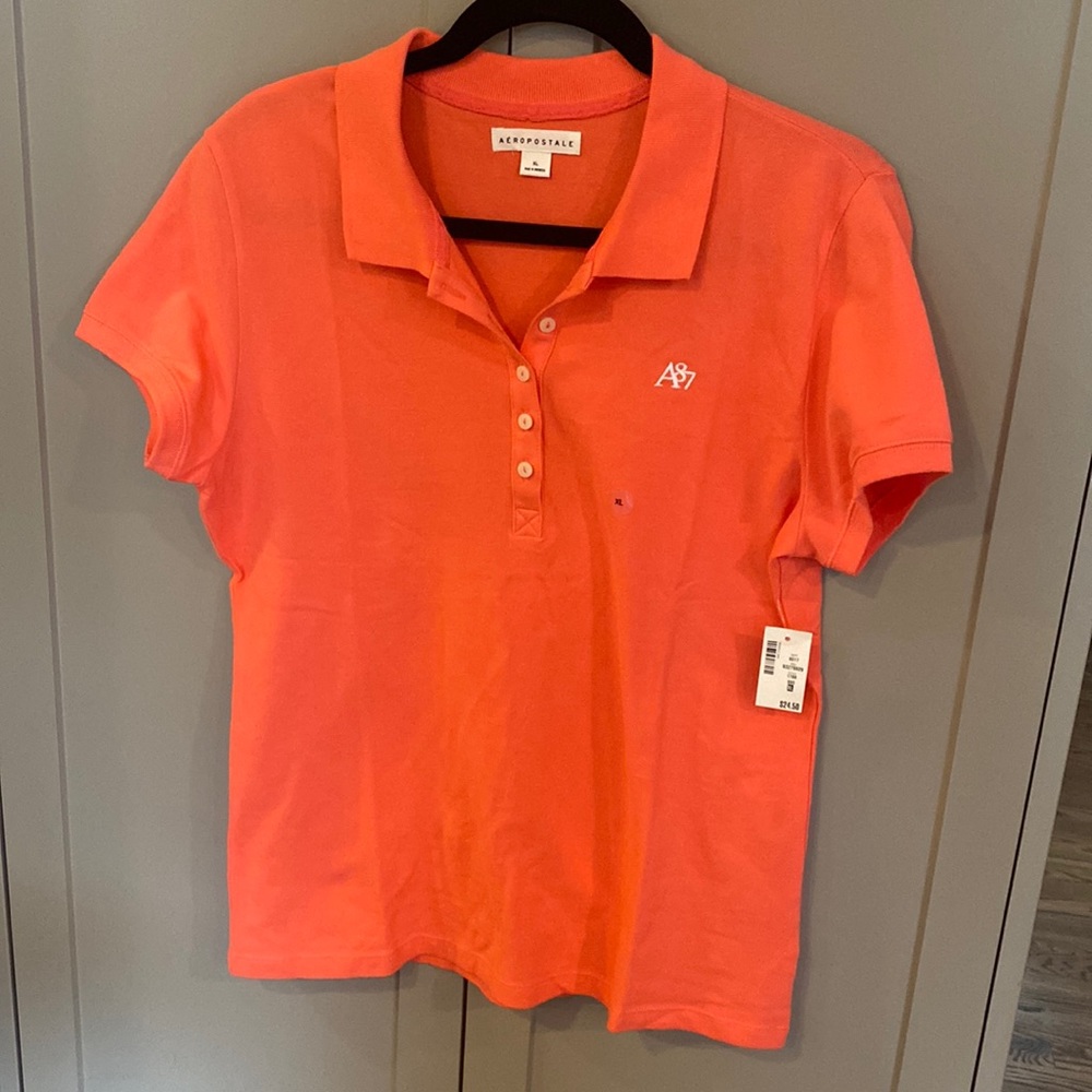 Coral pink Aeropostale polo shirt XL